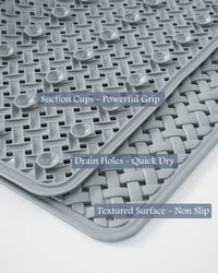 PADOOR Bathtub - Mat Non Slip with Suction Cups and Drain Holes, Machine Washable Shower Mat Anti Slip Bath Mat for Tub for Kids (14"x27" Gray) - 7DAY'S
