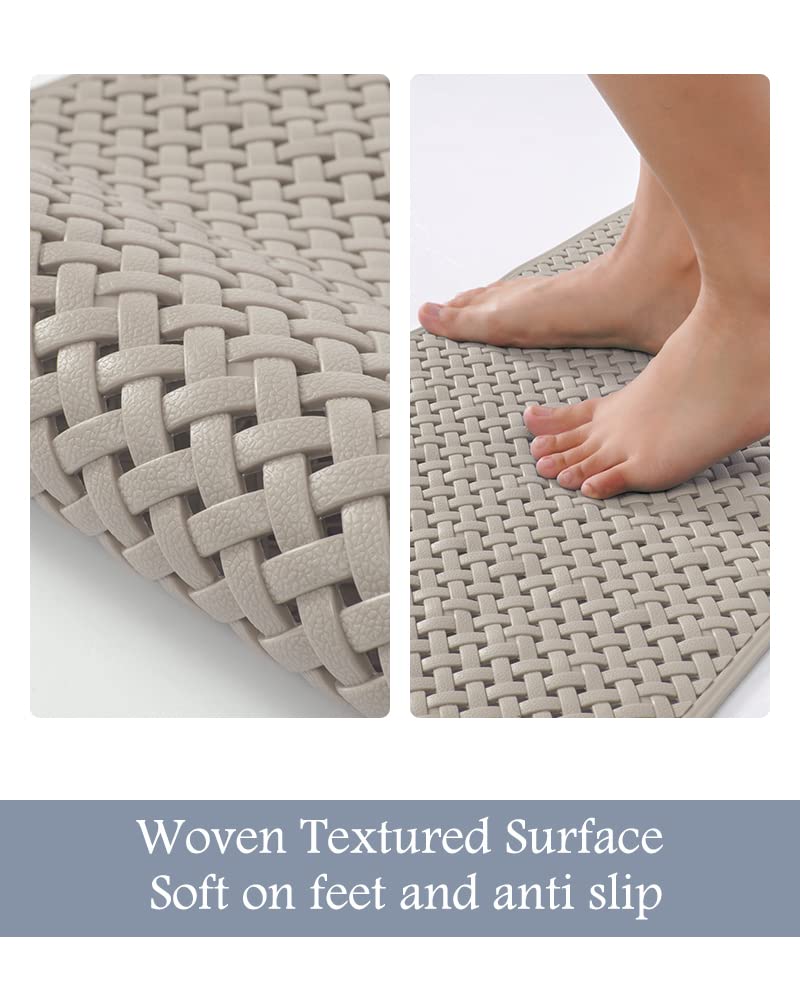 PADOOR Bathtub - Mat Non Slip with Suction Cups and Drain Holes, Machine Washable Shower Mat Anti Slip Bath Mat for Tub for Kids (14"x27" Gray) - 7DAY'S