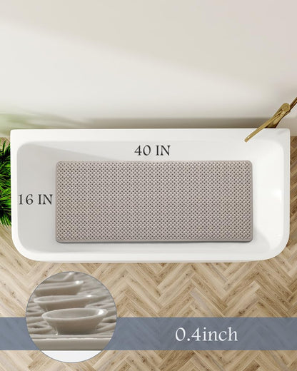 PADOOR Bathtub - Mat Non Slip with Suction Cups and Drain Holes, Machine Washable Shower Mat Anti Slip Bath Mat for Tub for Kids (14"x27" Gray) - 7DAY'S