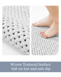 PADOOR Bathtub - Mat Non Slip with Suction Cups and Drain Holes, Machine Washable Shower Mat Anti Slip Bath Mat for Tub for Kids (14"x27" Gray) - 7DAY'S