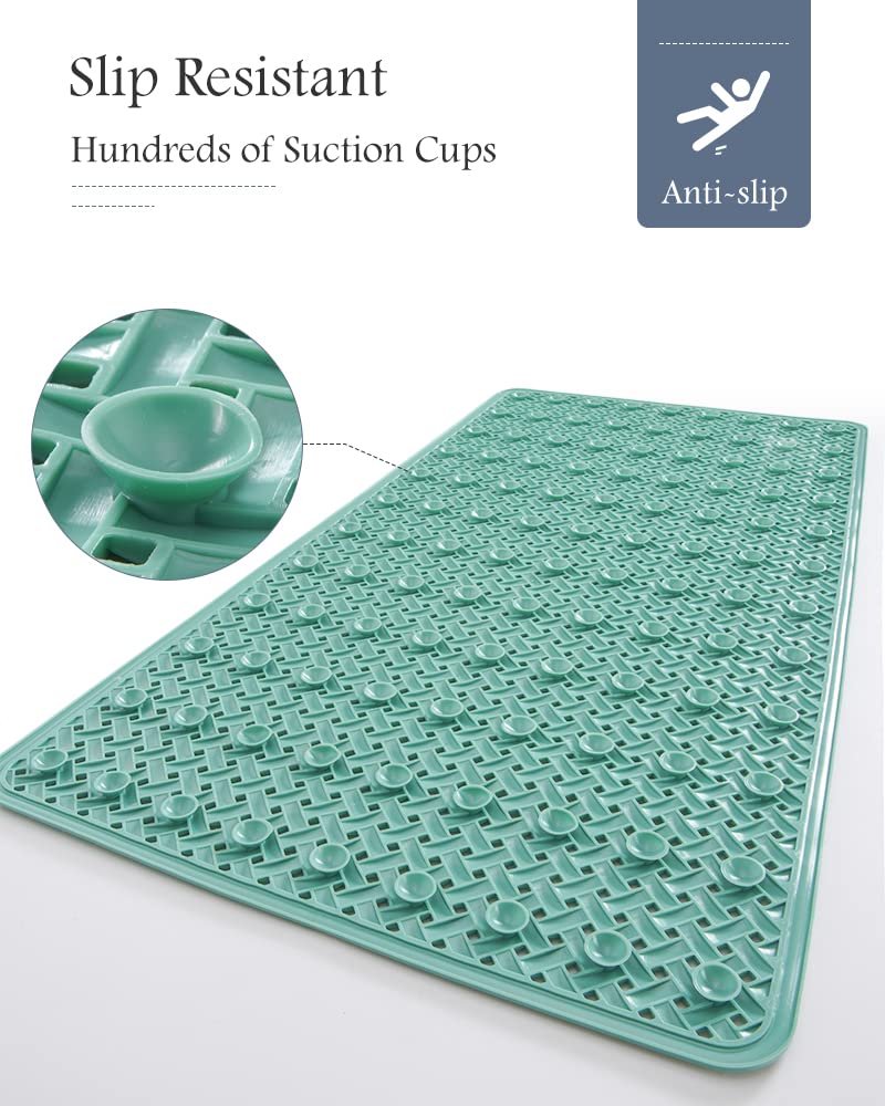 PADOOR Bathtub - Mat Non Slip with Suction Cups and Drain Holes, Machine Washable Shower Mat Anti Slip Bath Mat for Tub for Kids (14"x27" Gray) - 7DAY'S