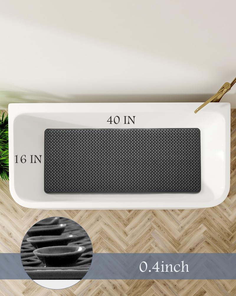 PADOOR Bathtub - Mat Non Slip with Suction Cups and Drain Holes, Machine Washable Shower Mat Anti Slip Bath Mat for Tub for Kids (14"x27" Gray) - 7DAY'S