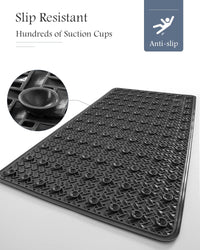 PADOOR Bathtub - Mat Non Slip with Suction Cups and Drain Holes, Machine Washable Shower Mat Anti Slip Bath Mat for Tub for Kids (14"x27" Gray) - 7DAY'S