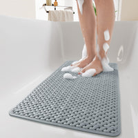 PADOOR Bathtub - Mat Non Slip with Suction Cups and Drain Holes, Machine Washable Shower Mat Anti Slip Bath Mat for Tub for Kids (14"x27" Gray) - 7DAY'S