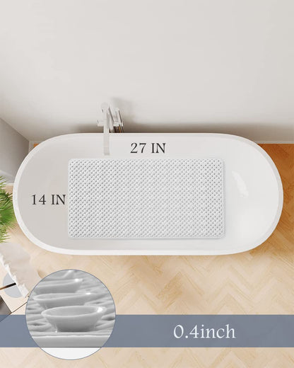 PADOOR Bathtub - Mat Non Slip with Suction Cups and Drain Holes, Machine Washable Shower Mat Anti Slip Bath Mat for Tub for Kids (14"x27" Gray) - 7DAY'S