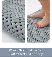 PADOOR Bathtub - Mat Set Non Slip with Suction Cups and Drain Holes, Shower Mat for Tub for Kids 14"x27"+16"x40",Grey - 7DAY'S