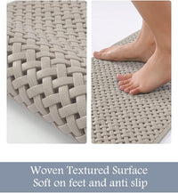 PADOOR Bathtub - Mat Set Non Slip with Suction Cups and Drain Holes, Shower Mat for Tub for Kids 17"x28"+24"x36",Khaki - 7DAY'S