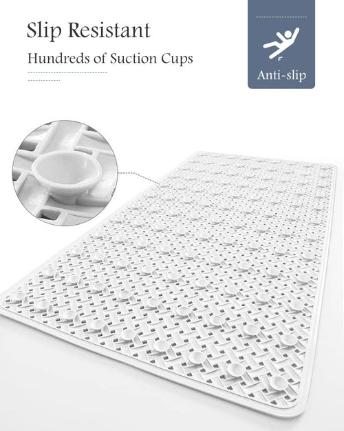 PADOOR Bathtub - Mat Set Non Slip with Suction Cups and Drain Holes, Shower Mat for Tub for Kids 17"x28"+24"x36",White - 7DAY'S