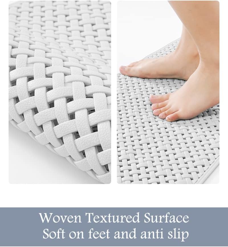 PADOOR Bathtub - Mat Set Non Slip with Suction Cups and Drain Holes, Shower Mat for Tub for Kids 17"x28"+24"x36",White - 7DAY'S