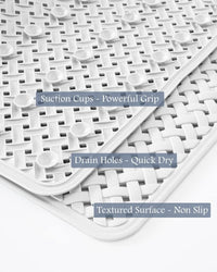 PADOOR Bathtub - Mat Set Non Slip with Suction Cups and Drain Holes, Shower Mat for Tub for Kids 17"x28"+24"x36",White - 7DAY'S