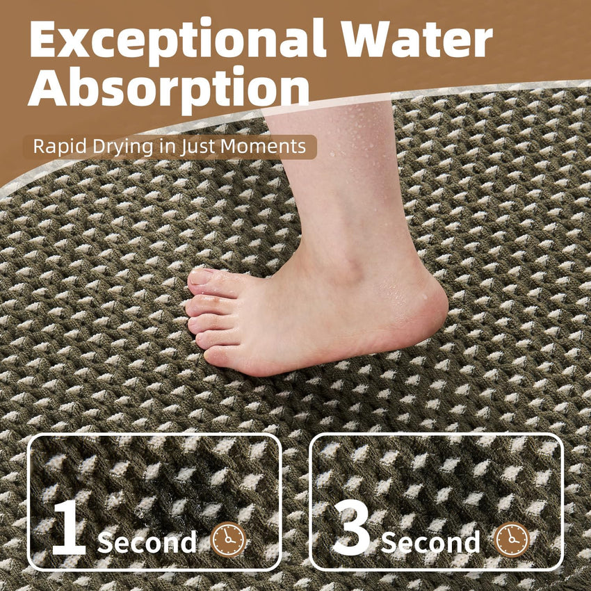 PADOOR Checkered Bath Mat, Super Absorbent Non Slip Bath Mats for Bathroom Floor 3D Two Tone Woven Bathroom Mat with Tassels Machine Washable Bathroom Rugs Beside Tub, 17" x 24", Brown & Cream - 7DAY'S
