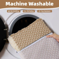 PADOOR Checkered Bath Mat, Super Absorbent Non Slip Bath Mats for Bathroom Floor 3D Two Tone Woven Bathroom Mat with Tassels Machine Washable Bathroom Rugs Beside Tub, 17" x 24", Brown & Cream - 7DAY'S
