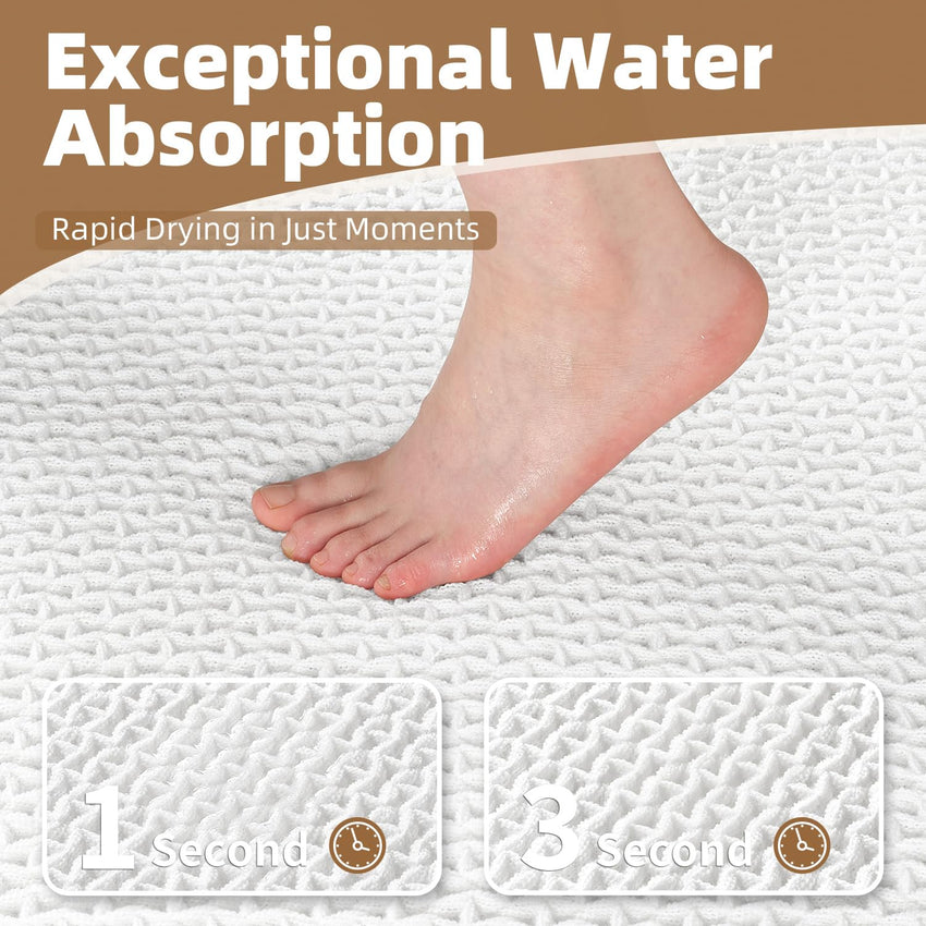 PADOOR Checkered Bath Mat, Super Absorbent Non Slip Bath Mats for Bathroom Floor 3D Two Tone Woven Bathroom Mat with Tassels Machine Washable Bathroom Rugs Beside Tub, 17" x 24", Brown & Cream - 7DAY'S