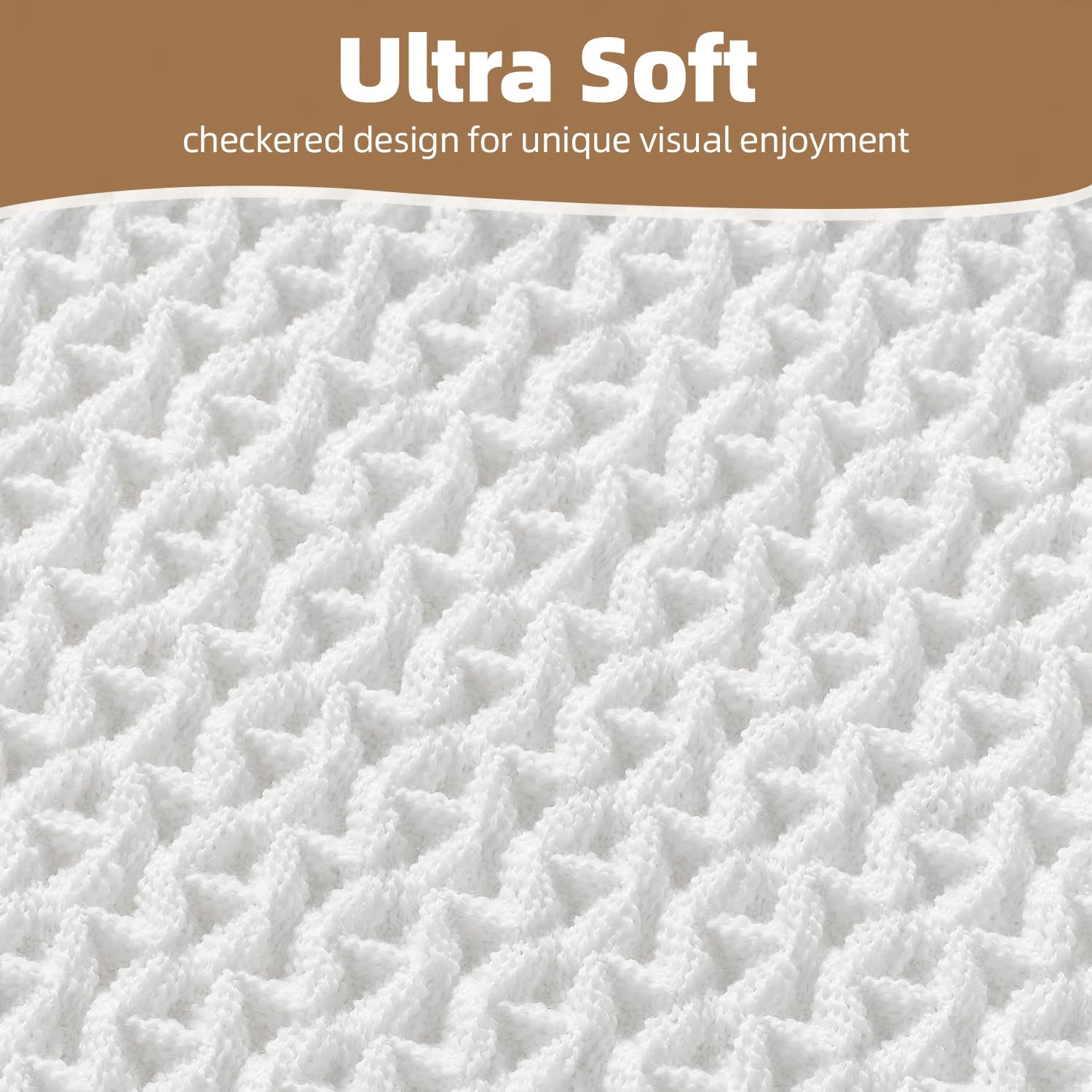 PADOOR Checkered Bath Mat, Super Absorbent Non Slip Bath Mats for Bathroom Floor 3D Two Tone Woven Bathroom Mat with Tassels Machine Washable Bathroom Rugs Beside Tub, 17" x 24", Brown & Cream - 7DAY'S