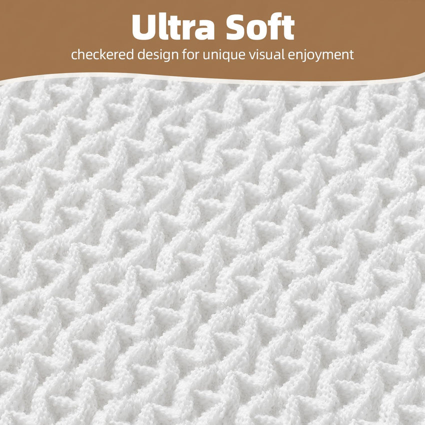 PADOOR Checkered Bath Mat, Super Absorbent Non Slip Bath Mats for Bathroom Floor 3D Two Tone Woven Bathroom Mat with Tassels Machine Washable Bathroom Rugs Beside Tub, 17" x 24", Brown & Cream - 7DAY'S