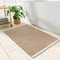 PADOOR Checkered Bath Mat, Super Absorbent Non Slip Bath Mats for Bathroom Floor 3D Two Tone Woven Bathroom Mat with Tassels Machine Washable Bathroom Rugs Beside Tub, 17" x 24", Brown & Cream - 7DAY'S