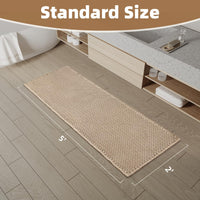 PADOOR Checkered Bath Mat, Super Absorbent Non Slip Bath Mats for Bathroom Floor 3D Two Tone Woven Bathroom Mat with Tassels Machine Washable Bathroom Rugs Beside Tub, 17" x 24", Brown & Cream - 7DAY'S