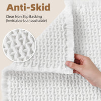 PADOOR Checkered Bath Mat, Super Absorbent Non Slip Bath Mats for Bathroom Floor 3D Two Tone Woven Bathroom Mat with Tassels Machine Washable Bathroom Rugs Beside Tub, 17" x 24", Brown & Cream - 7DAY'S