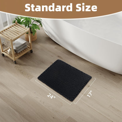 PADOOR Checkered Bath Mat, Super Absorbent Non Slip Bath Mats for Bathroom Floor 3D Two Tone Woven Bathroom Mat with Tassels Machine Washable Bathroom Rugs Beside Tub, 17" x 24", Brown & Cream - 7DAY'S