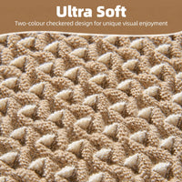 PADOOR Checkered Bath Mat, Super Absorbent Non Slip Bath Mats for Bathroom Floor 3D Two Tone Woven Bathroom Mat with Tassels Machine Washable Bathroom Rugs Beside Tub, 17" x 24", Brown & Cream - 7DAY'S