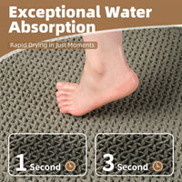 PADOOR Checkered Bath Mat, Super Absorbent Non Slip Bath Mats for Bathroom Floor 3D Two Tone Woven Bathroom Mat with Tassels Machine Washable Bathroom Rugs Beside Tub, 17" x 24", Brown & Cream - 7DAY'S