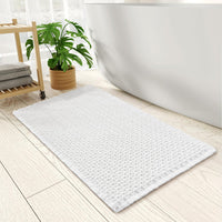PADOOR Checkered Bath Mat, Super Absorbent Non Slip Bath Mats for Bathroom Floor 3D Two Tone Woven Bathroom Mat with Tassels Machine Washable Bathroom Rugs Beside Tub, 17" x 24", Brown & Cream - 7DAY'S