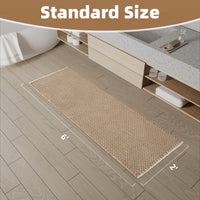 PADOOR Checkered Bath Mat, Super Absorbent Non Slip Bath Mats for Bathroom Floor 3D Two Tone Woven Bathroom Mat with Tassels Machine Washable Bathroom Rugs Beside Tub, 17" x 24", Brown & Cream - 7DAY'S