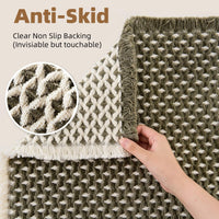 PADOOR Checkered Bath Mat, Super Absorbent Non Slip Bath Mats for Bathroom Floor 3D Two Tone Woven Bathroom Mat with Tassels Machine Washable Bathroom Rugs Beside Tub, 17" x 24", Brown & Cream - 7DAY'S