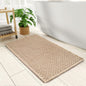 PADOOR Checkered Bath Mat, Super Absorbent Non Slip Bath Mats for Bathroom Floor 3D Two Tone Woven Bathroom Mat with Tassels Machine Washable Bathroom Rugs Beside Tub, 17" x 24", Brown & Cream - 7DAY'S
