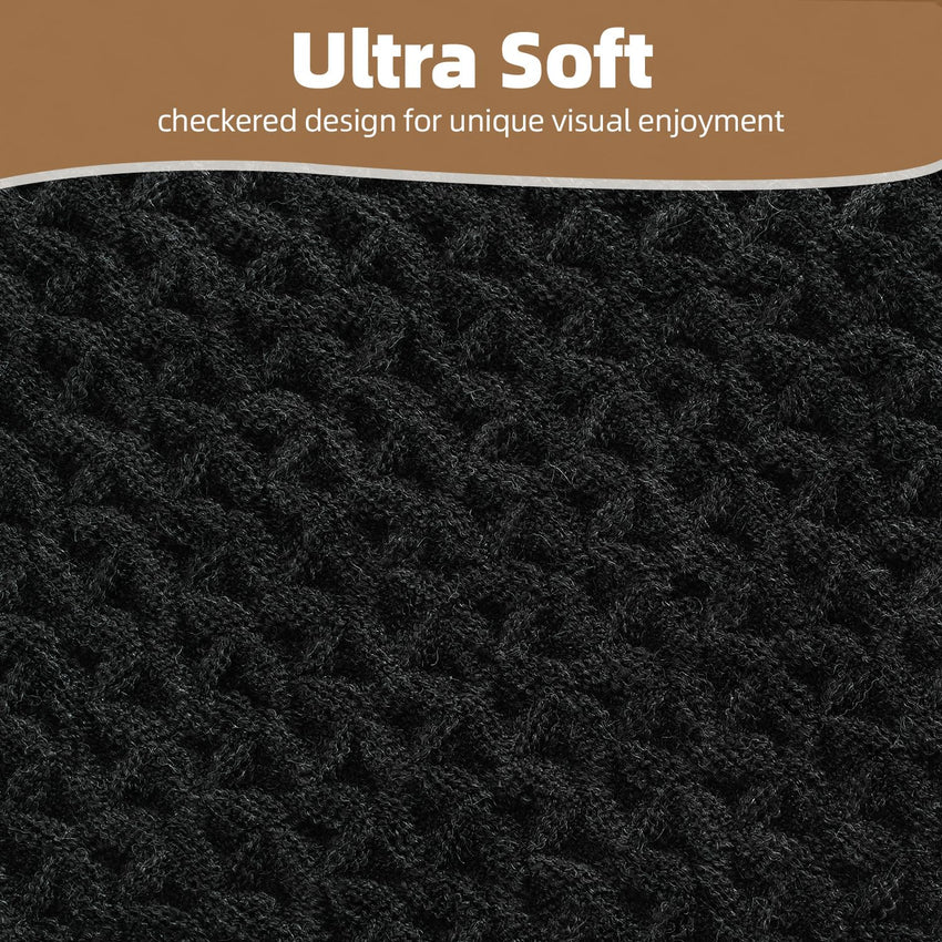 PADOOR Checkered Bath Mat, Super Absorbent Non Slip Bath Mats for Bathroom Floor 3D Two Tone Woven Bathroom Mat with Tassels Machine Washable Bathroom Rugs Beside Tub, 17" x 24", Brown & Cream - 7DAY'S