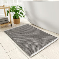 PADOOR Checkered Bath Mat, Super Absorbent Non Slip Bath Mats for Bathroom Floor 3D Two Tone Woven Bathroom Mat with Tassels Machine Washable Bathroom Rugs Beside Tub, 17" x 24", Brown & Cream - 7DAY'S