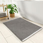 PADOOR Checkered Bath Mat, Super Absorbent Non Slip Bath Mats for Bathroom Floor 3D Two Tone Woven Bathroom Mat with Tassels Machine Washable Bathroom Rugs Beside Tub, 17" x 24", Brown & Cream - 7DAY'S