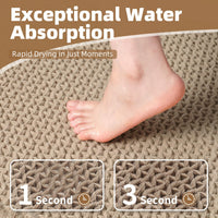 PADOOR Checkered Bath Mat, Super Absorbent Non Slip Bath Mats for Bathroom Floor 3D Two Tone Woven Bathroom Mat with Tassels Machine Washable Bathroom Rugs Beside Tub, 17" x 24", Brown & Cream - 7DAY'S