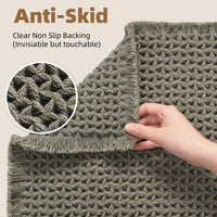 PADOOR Checkered Bath Mat, Super Absorbent Non Slip Bath Mats for Bathroom Floor 3D Two Tone Woven Bathroom Mat with Tassels Machine Washable Bathroom Rugs Beside Tub, 17" x 24", Brown & Cream - 7DAY'S