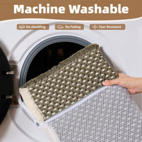 PADOOR Checkered Bath Mat, Super Absorbent Non Slip Bath Mats for Bathroom Floor 3D Two Tone Woven Bathroom Mat with Tassels Machine Washable Bathroom Rugs Beside Tub, 17" x 24", Brown & Cream - 7DAY'S