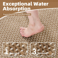 PADOOR Checkered Bath Mat, Super Absorbent Non Slip Bath Mats for Bathroom Floor 3D Two Tone Woven Bathroom Mat with Tassels Machine Washable Bathroom Rugs Beside Tub, 17" x 24", Brown & Cream - 7DAY'S