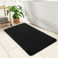 PADOOR Checkered Bath Mat, Super Absorbent Non Slip Bath Mats for Bathroom Floor 3D Two Tone Woven Bathroom Mat with Tassels Machine Washable Bathroom Rugs Beside Tub, 17" x 24", Brown & Cream - 7DAY'S