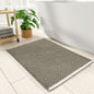 PADOOR Checkered Bath Mat, Super Absorbent Non Slip Bath Mats for Bathroom Floor 3D Two Tone Woven Bathroom Mat with Tassels Machine Washable Bathroom Rugs Beside Tub, 17" x 24", Brown & Cream - 7DAY'S