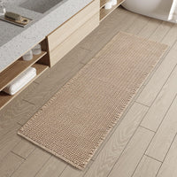 PADOOR Checkered Bath Mat, Super Absorbent Non Slip Bath Mats for Bathroom Floor 3D Two Tone Woven Bathroom Mat with Tassels Machine Washable Bathroom Rugs Beside Tub, 17" x 24", Brown & Cream - 7DAY'S
