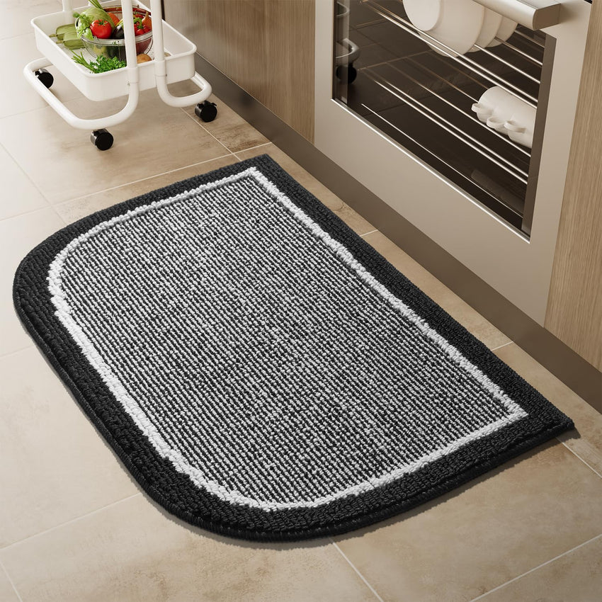 PADOOR Kitchen - Mats for Floor 100% Polypropylene Kitchen Rugs Non Slip Washable, Durable Dirt Resist Half Circle Rug TPR Backed Kitchen Floor Mat, 18"x28", Beige - 7DAY'S