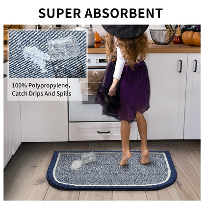 PADOOR Kitchen - Mats for Floor 100% Polypropylene Kitchen Rugs Non Slip Washable, Durable Dirt Resist Half Circle Rug TPR Backed Kitchen Floor Mat, 18"x28", Beige - 7DAY'S