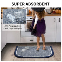 PADOOR Kitchen - Mats for Floor 100% Polypropylene Kitchen Rugs Non Slip Washable, Durable Dirt Resist Half Circle Rug TPR Backed Kitchen Floor Mat, 18"x28", Beige - 7DAY'S