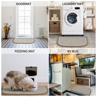 PADOOR Kitchen - Mats for Floor 100% Polypropylene Kitchen Rugs Non Slip Washable, Durable Dirt Resist Half Circle Rug TPR Backed Kitchen Floor Mat, 18"x28", Beige - 7DAY'S