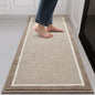 PADOOR Kitchen - Mats for Floor 100% Polypropylene Kitchen Rugs Non Slip Washable, Durable Dirt Resist Half Circle Rug TPR Backed Kitchen Floor Mat, 18"x28", Beige - 7DAY'S