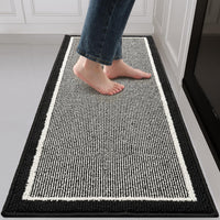PADOOR Kitchen - Mats for Floor 100% Polypropylene Kitchen Rugs Non Slip Washable, Durable Dirt Resist Half Circle Rug TPR Backed Kitchen Floor Mat, 18"x28", Beige - 7DAY'S