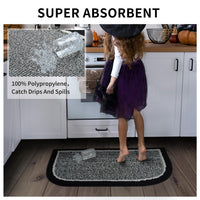 PADOOR Kitchen - Mats for Floor 100% Polypropylene Kitchen Rugs Non Slip Washable, Durable Dirt Resist Half Circle Rug TPR Backed Kitchen Floor Mat, 18"x28", Beige - 7DAY'S