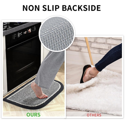 PADOOR Kitchen - Mats for Floor 100% Polypropylene Kitchen Rugs Non Slip Washable, Durable Dirt Resist Half Circle Rug TPR Backed Kitchen Floor Mat, 18"x28", Beige - 7DAY'S