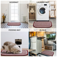 PADOOR Kitchen - Mats for Floor 100% Polypropylene Kitchen Rugs Non Slip Washable, Durable Dirt Resist Half Circle Rug TPR Backed Kitchen Floor Mat, 18"x28", Beige - 7DAY'S