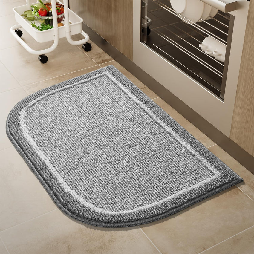 PADOOR Kitchen - Mats for Floor 100% Polypropylene Kitchen Rugs Non Slip Washable, Durable Dirt Resist Half Circle Rug TPR Backed Kitchen Floor Mat, 18"x28", Beige - 7DAY'S