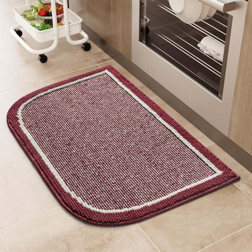 PADOOR Kitchen - Mats for Floor 100% Polypropylene Kitchen Rugs Non Slip Washable, Durable Dirt Resist Half Circle Rug TPR Backed Kitchen Floor Mat, 18"x28", Beige - 7DAY'S